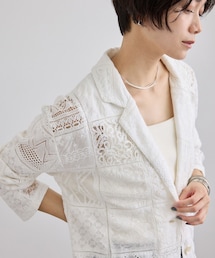 ADAM ET ROPE' | 【WEB限定】刺繍レースパッチワークシャツジャケット/ セットアップ対応(テーラードジャケット)
