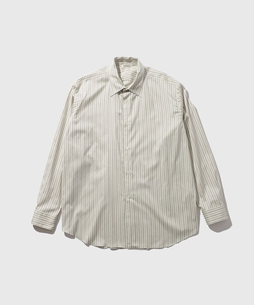 ADAM ET ROPE'（アダムエロペ）の「【AURALEE/オーラリー】COTTON SILK STRIPE SHIRT（シャツ/ブラウス・メンズ・ライトグレー/ブルー系・3/4/5）」の2枚目の写真