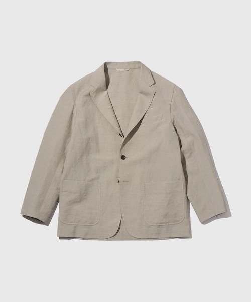 ADAM ET ROPE'（アダムエロペ）の「WOOL LINEN JACKET（ノーカラージャケット・メンズ・ブラック/キナリ/ネイビー系・L/M/S）」の2枚目の写真