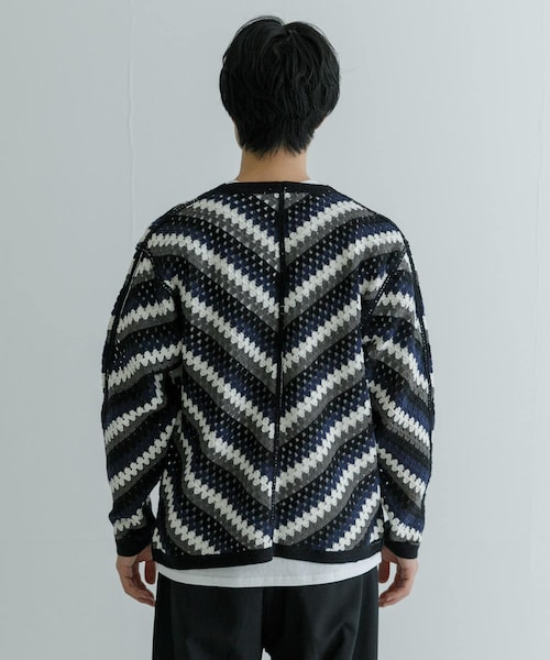 URBAN RESEARCH（アーバンリサーチ）の「URBAN RESEARCH iD　クロシェカーディガン（カーディガン/ボレロ・メンズ・BLACK/BROWN・M/L）」の10枚目の写真