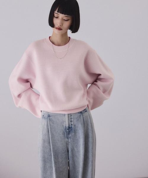 ADAM ET ROPE'(アダムエロペ)の「バイカラーリバーシブルニットプルオーバー(ニット/セーター・レディース・チャコール/ダークブラウン系/ピンク・F)」の5枚目の写真