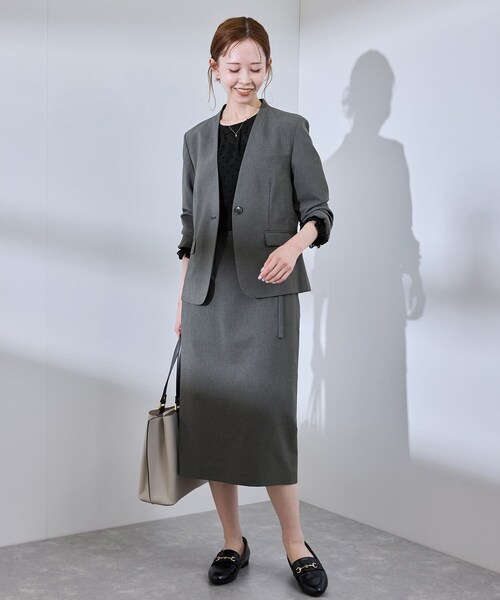 ROPE' PICNIC（ロペピクニック）の「【UV対応】【リネンライク・シリーズ】ノーラペルジャケット/通勤・セットアップ対応（ノーカラージャケット・レディース・グレー/グレー系/ダークブラウン/ネイビー・36/38/40）」の21枚目の写真