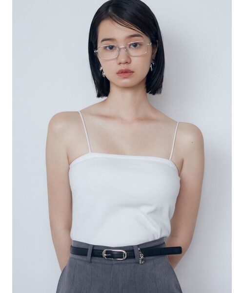 EMODA（エモダ）の「ボックスキャミソール（キャミソール・レディース・ホワイト/ブラック/ミントグリーン/ネイビー・F）」の3枚目の写真