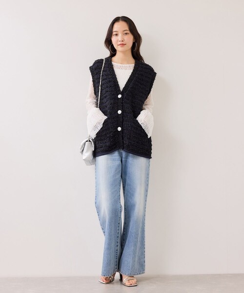 VIS(ビス)の「ツイードニットベスト/イージーケア(ベスト・レディース・キナリ系/ネイビー系・F)」の6枚目の写真