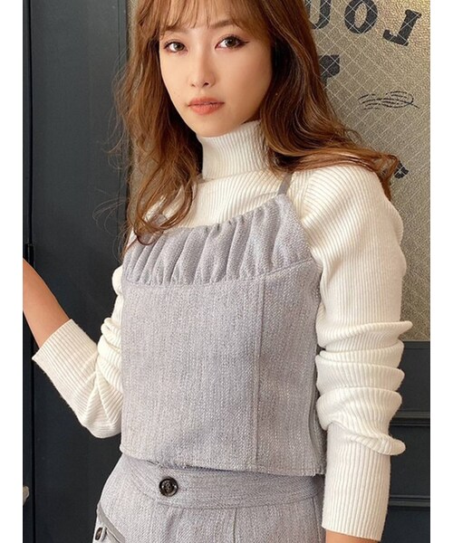 RESEXXY（リゼクシー）の「バイカラーツイードビスチェ【セットアップ着用可能】（キャミソール・レディース・ブルー/ベージュ/ミックス・F）」の6枚目の写真