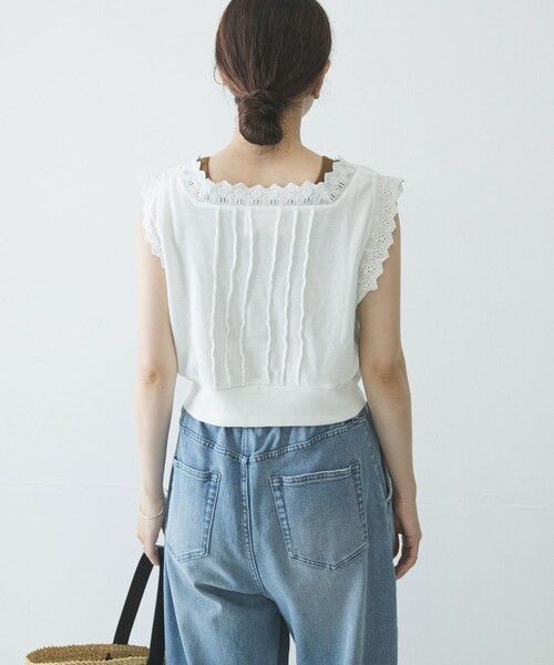 URBAN RESEARCH（アーバンリサーチ）の「crinkle crinkle crinkle　WAFFLE FRILL VEST（ベスト・レディース・WHITE/BLACK・Free）」の8枚目の写真