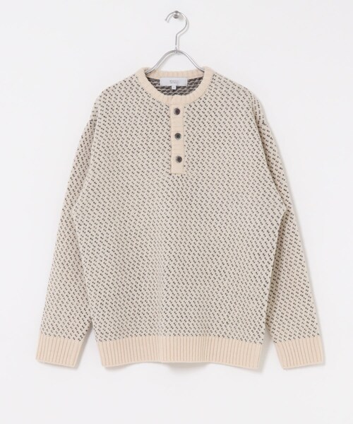 URBAN RESEARCH ROSSO（アーバンリサーチロッソ）の「『XLサイズあり』バーズアイ柄ヘンリーネックニット（ニット/セーター・メンズ・IVORY/BLACK/GREIGE/NAVY/GRAY・S/M/L/XL）」の19枚目の写真