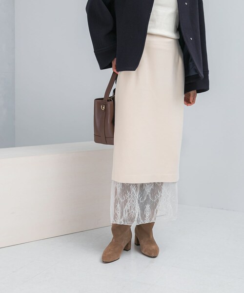 URBAN RESEARCH ROSSO（アーバンリサーチロッソ）の「レースレイヤードミディスカート（スカート・レディース・IVORY/BLACK・36/38）」の6枚目の写真