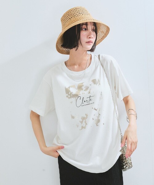 VIS(ビス)の「【接触冷感】箔グラフィックアートTシャツ(Tシャツ/カットソー・レディース・チャコール/ホワイト/ホワイト系・F)」の16枚目の写真