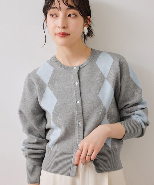 VIS(ビス)の「アーガイルカーディガン(カーディガン/ボレロ・レディース・ライトグレー/ベージュ・F)」の19枚目の写真