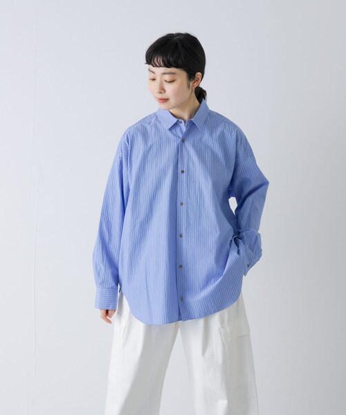 かぐれ（カグレ）の「ハイツイストコットンレギュラーシャツ（シャツ/ブラウス・レディース・BLUE/NAVY・Free）」の5枚目の写真