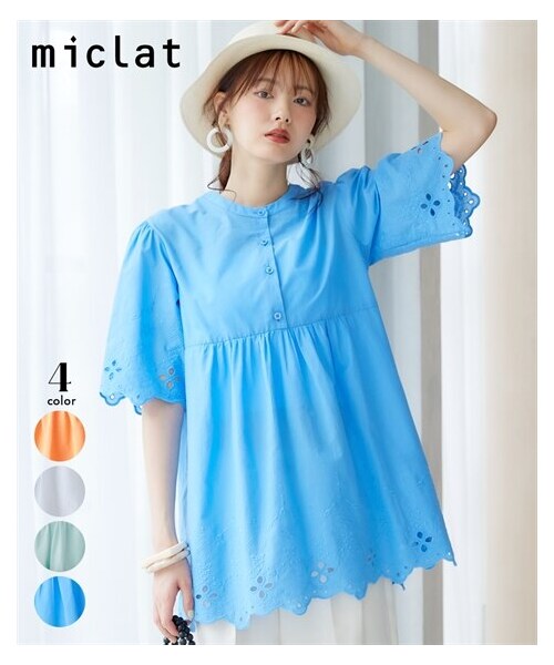 nissen（ニッセン）の「大きいサイズ　レースブラウス　miclat（シャツ/ブラウス・レディース・オレンジ/ホワイト/ミント/ブルー・L/LL/3L/4L/5L/6L/8L/10L）」の4枚目の写真