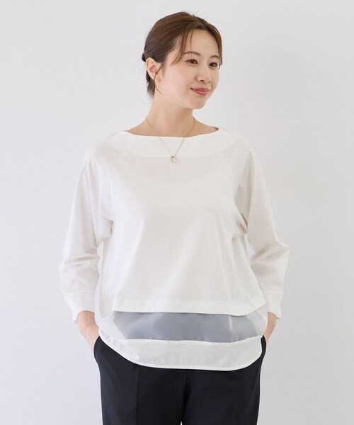 Jayro(ジャイロ)の「Wシルケットシアーラインプルオーバー(Tシャツ/カットソー・レディース・ブラック/ホワイト系・F)」の11枚目の写真