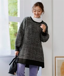 nissen | 大きいサイズ　かるfuwaビッグシルエットニットチュニック（型崩れしにくい）(チュニック)