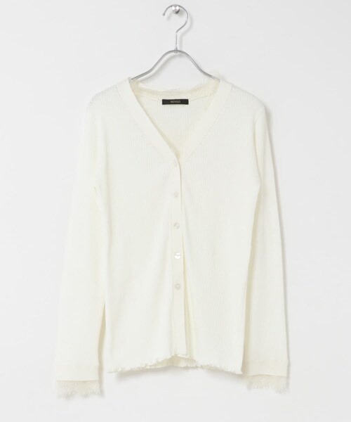 URBAN RESEARCH ROSSO（アーバンリサーチロッソ）の「レーストリミングVネックリブニット（ニット/セーター・レディース・IVORY/BLACK/GRAY/LIGHTPINK・Free）」の6枚目の写真