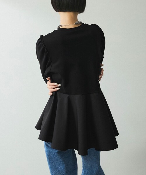 ADAM ET ROPE'(アダムエロペ)の「【WEB限定】・【定番】フリルペプラムロングスリーブカットソー(Tシャツ/カットソー・レディース・ブラック/ホワイト・F)」の20枚目の写真