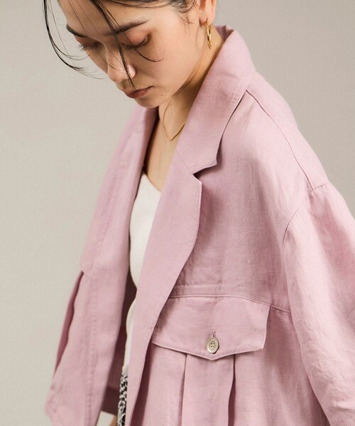 ADAM ET ROPE'(アダムエロペ)の「リネンツイルブルゾン(ブルゾン・レディース・ブラック/ベージュ/ピンク・F)」の19枚目の写真