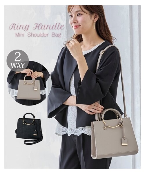 nissen（ニッセン）の「リングハンドル２WAYショルダーバッグ（ショルダーバッグ・メンズ・黒/グレージュ・Y）」の2枚目の写真