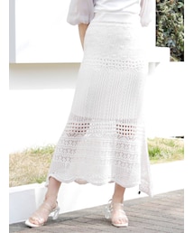 dazzlin | クロシェスカラップニットスカート【セットアップ着用可能】(スカート)