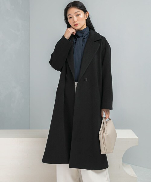 【美品】Time is on カシミヤ混 チェスターコート 黒 URBAN RESEARCH ROSSO（アーバンリサーチロッソ）の「カシミヤ混