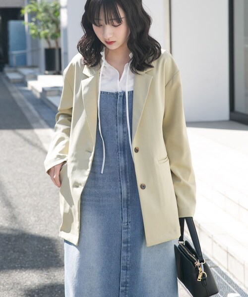 ITEMS URBANRESEARCH(アイテムズ アーバンリサーチ)の「ルーズテーラード強撚ジャケット(テーラードジャケット・レディース・KHK/Y.BEG/CHA・Free)」の2枚目の写真