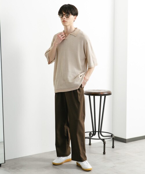 SENSE OF PLACE by URBAN RESEARCH(センスオブプレイスバイアーバンリサーチ)の「『ユニセックス』『洗濯可』ミックススキッパーニット(ニット/セーター・メンズ・L.BEIGE/OLIVE/RED・M/L)」の15枚目の写真