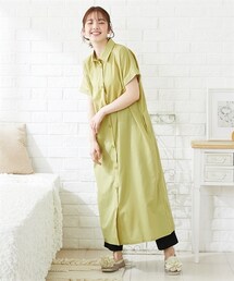 nissen | 【産前・産後　授乳服】先染めシャツワンピとしても使えるマタニティ半袖パジャマ（ワンピース＋パンツ）(マタニティウェア/グッズ)