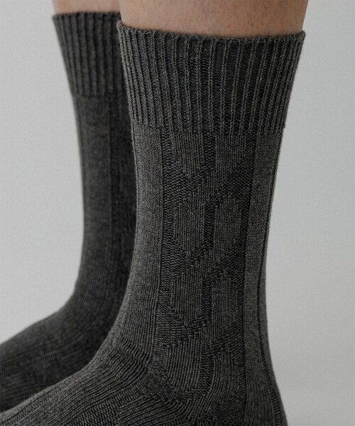 ADAM ET ROPE'（アダムエロペ）の「コーミング ケーブル編みソックス（ソックス/靴下・メンズ・ブラック/チャコール/オフホワイト・L/M）」の20枚目の写真
