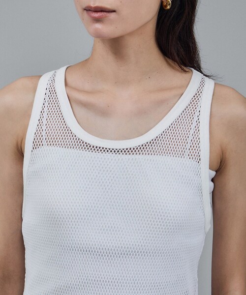 ADAM ET ROPE'（アダムエロペ）の「【IRONING（アイロニング）】mesh tank top（タンクトップ・レディース・ホワイト・F）」の16枚目の写真