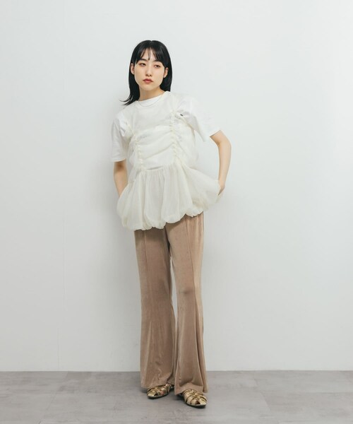 KBF（ケイビーエフ）の「ドロストバルーンスリーブレストップス（チュニック・レディース・IVORY/MAUVE GRAY/BLACK・one）」の9枚目の写真