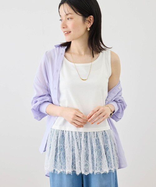 ROPE' PICNIC(ロペピクニック)の「レースドッキングタンク/着丈が選べる(タンクトップ・レディース・ホワイト・M/MT)」の19枚目の写真