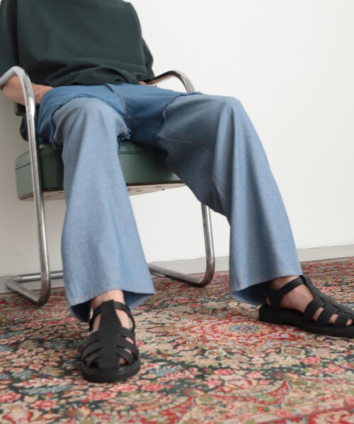 SENSE OF PLACE by URBAN RESEARCH（センスオブプレイスバイアーバンリサーチ）の「デニムフリンジシャンブレーワイドパンツ（デニムパンツ・メンズ・L.INDIGO/BLACK・M/L）」の20枚目の写真