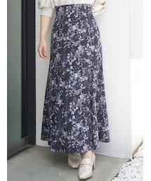 MERCURYDUO | ハイウエストセミフレアフラワースカート(スカート)