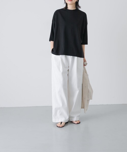 かぐれ（カグレ）の「ワイド6分袖プルオーバー（Tシャツ/カットソー・レディース・OFF/INK BLACK/GREGE/BROWN・Free）」の18枚目の写真