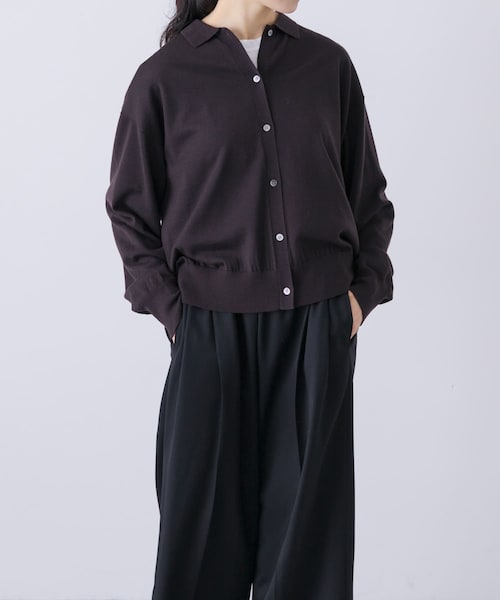 かぐれ（カグレ）の「ウールポロニットカーディガン（カーディガン/ボレロ・レディース・RED/BROWN/BLACK・Free）」の2枚目の写真