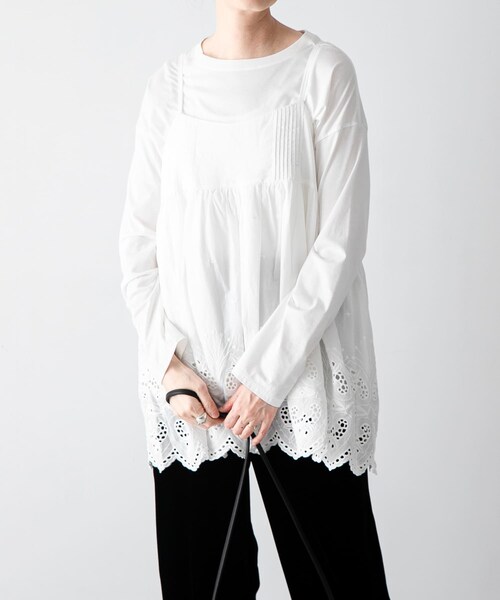 かぐれ（カグレ）の「スカラップ刺繍キャミソール（キャミソール・レディース・OFF/BLACK・FREE）」の5枚目の写真