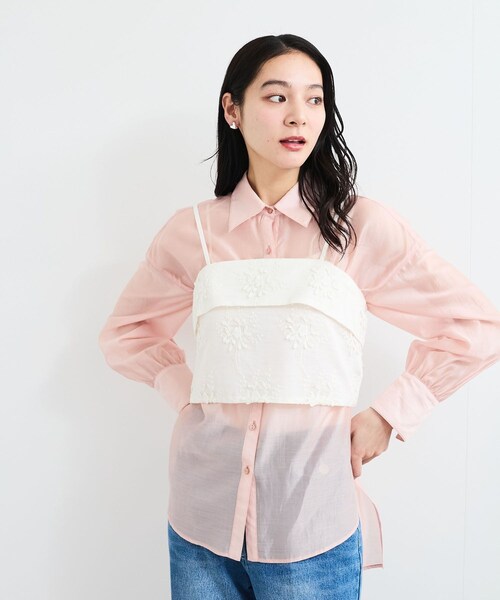 VIS（ビス）の「立体フラワービスチェ（キャミソール・レディース・ブラック/ホワイト・F）」の6枚目の写真