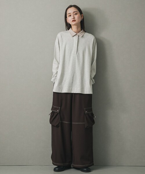 SENSE OF PLACE by URBAN RESEARCH(センスオブプレイスバイアーバンリサーチ)の「ポロシャツルーズカットトップ(ポロシャツ・レディース・BLACK/OATMEAL・one)」の17枚目の写真