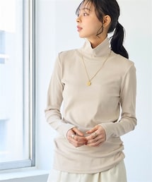 nissen | 綿100%フライス素材タートルネック長袖Tシャツ(UVカット)<大きいサイズ有>(Tシャツ/カットソー)