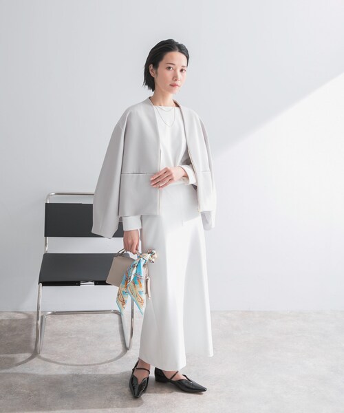 URBAN RESEARCH ROSSO（アーバンリサーチロッソ）の「ストレッチジョーゼットスカート（スカート・レディース・WHITE/GREIGE/NAVY・Free）」の8枚目の写真