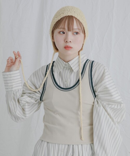 KBF（ケイビーエフ）の「スプリングニットボンネット（ニットキャップ/ビーニー・レディース・BLACK/BEIGE・one）」の2枚目の写真