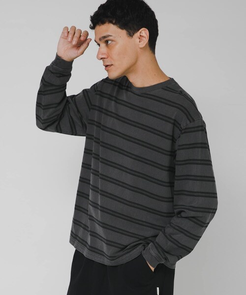 URBAN RESEARCH Sonny Label（アーバンリサーチサニーレーベル）の「ピグメントボーダーロングスリーブTシャツ（Tシャツ/カットソー・メンズ・ベージュ/ブラック・M/L）」の18枚目の写真