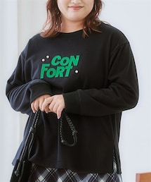 nissen | ＜大きいサイズ＞歯ブラシ刺しゅうパール調ビジュー付トレーナー(Tシャツ/カットソー)