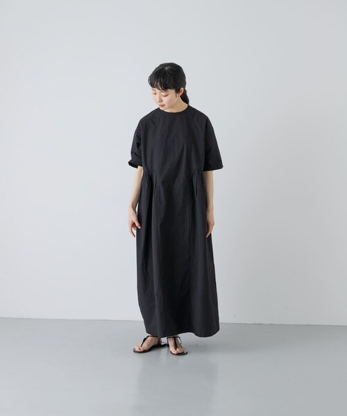 かぐれ（カグレ）の「『2サイズ展開』コットンシルクサイドギャザーワンピース（ワンピース・レディース・BLACK/ROYAL BLUE/BLACK A・0/1）」の11枚目の写真