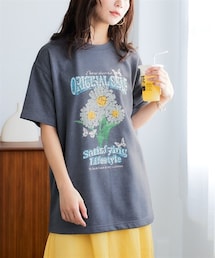 nissen | ピグメントライクビンテージ風オーバーサイズプリントTシャツ(Tシャツ/カットソー)