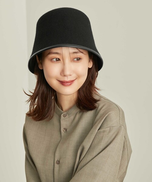ROPE' PICNIC(ロペピクニック)の「フェルトダウンハット(ハット・レディース・ベージュ/ブラック・F)」の1枚目の写真