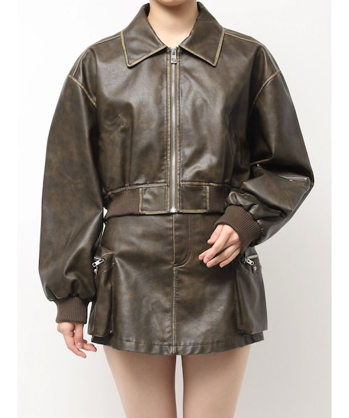 GYDA（ジェイダ）の「URBAN EDGEフェイクレザーユーティリティーブルゾン（ブルゾン・レディース・ブラック/レッド/ブラウン・F）」の4枚目の写真