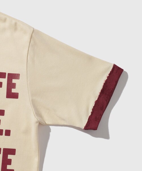 ADAM ET ROPE'(アダムエロペ)の「【RICE NINE TEN/ライス ナイン テン】HAND PRINT RINGER T-SHIRT(Tシャツ/カットソー・メンズ・グレー/ホワイト/クリーム・1/2)」の12枚目の写真