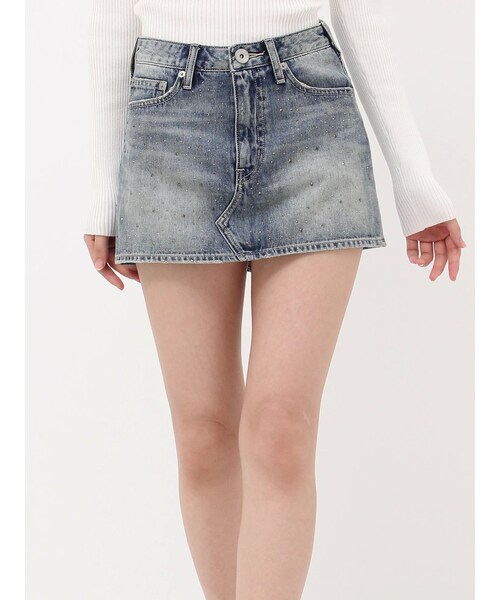 GYDA（ジェイダ）の「bijouデニムスカートライクショートパンツ（デニムスカート・レディース・ブラック/ブルー/アイスブルー/インディゴ・XS/S/M）」の7枚目の写真