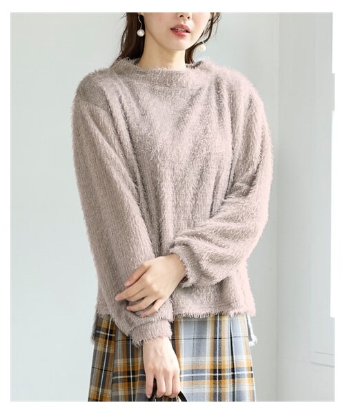 nissen（ニッセン）の「大きいサイズ ヘアリーニットソーボトルネックプルオーバー（ニット/セーター・レディース・スカーレット/ネイビー/ライトグレー/アクアグリーン・L~LL相当/3L~4L相当/5L~6L相当/8L相当/10L相当）」の2枚目の写真